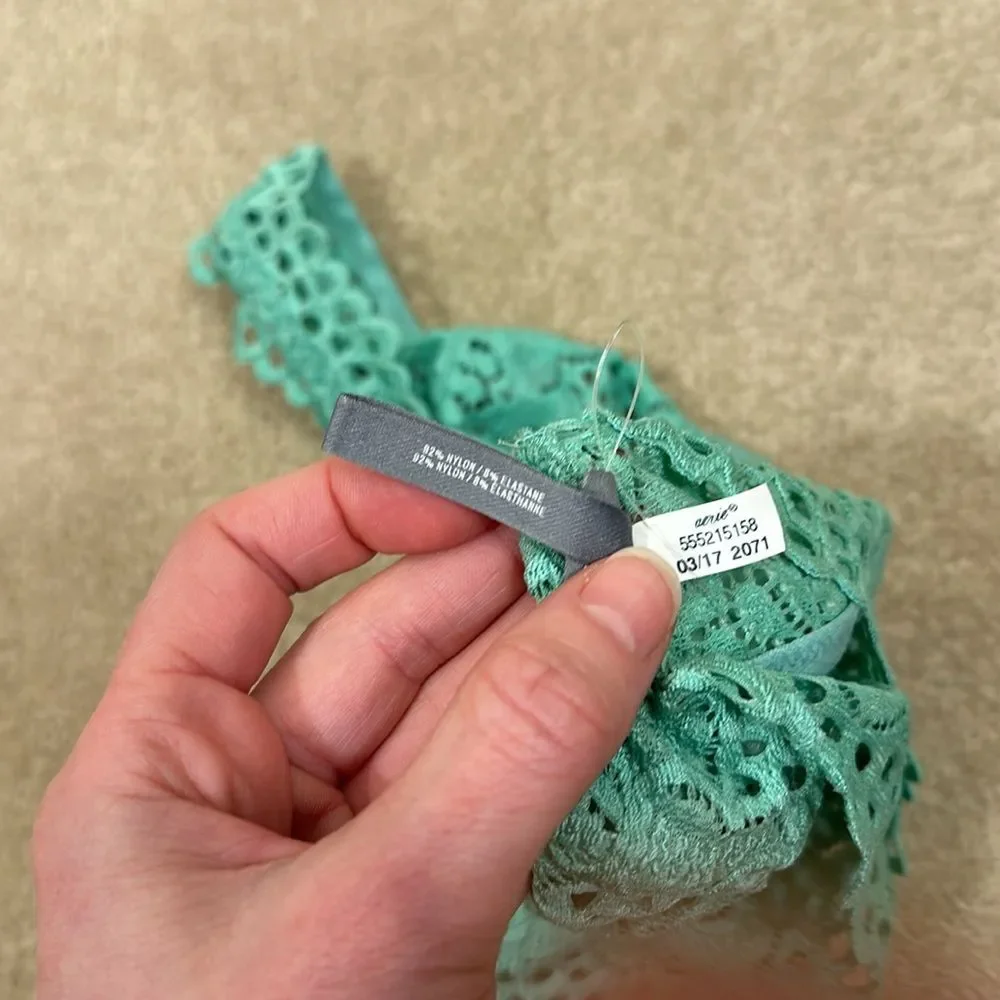 Aerie NWOT Boho Lace Bralette Green Women XS